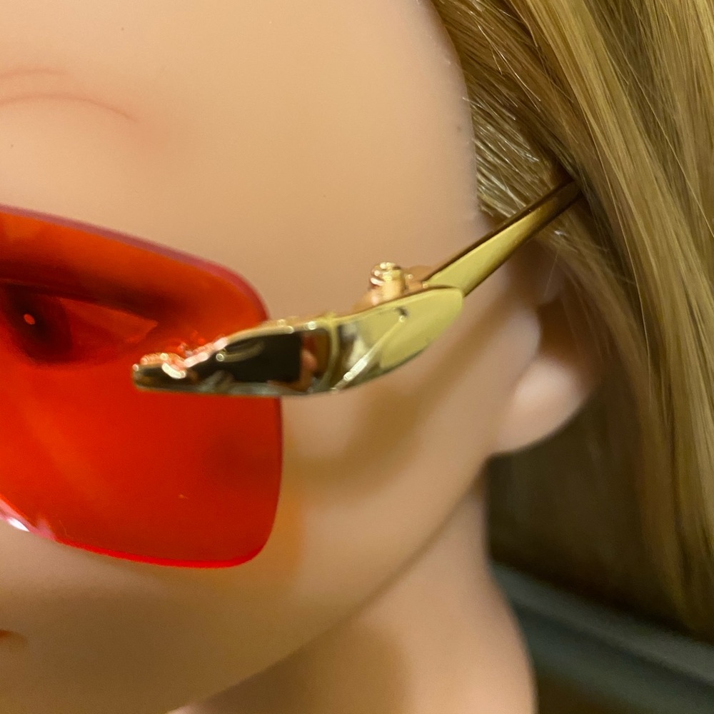 Sunset Red Rectangle Sunglasses - image 4